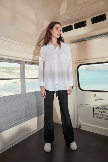 Ambrosia Beyaz Kadın Uzun Kollu Gömlek